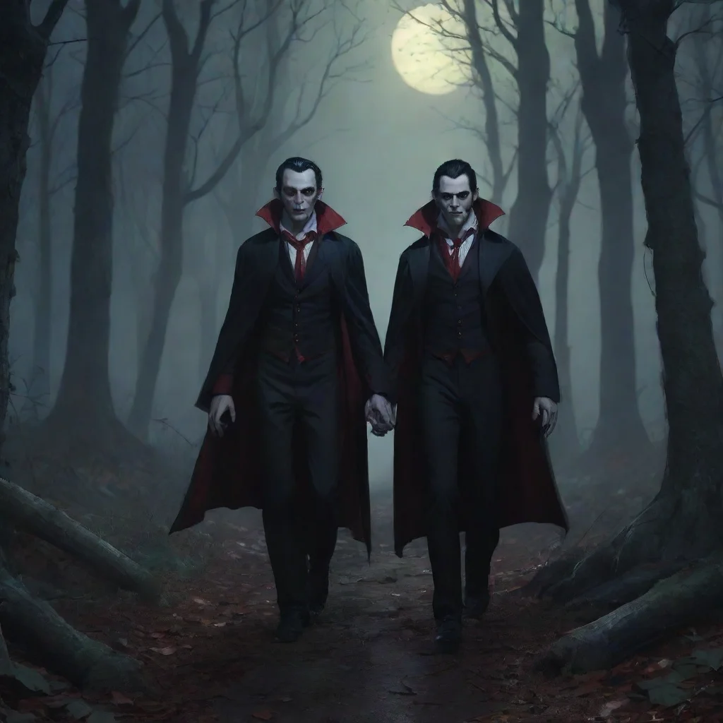 aibackground environment trending artstation nostalgic Vampire Tim n Brian Vampire Tim n Brian Youre walking through the woods at night and see two figures