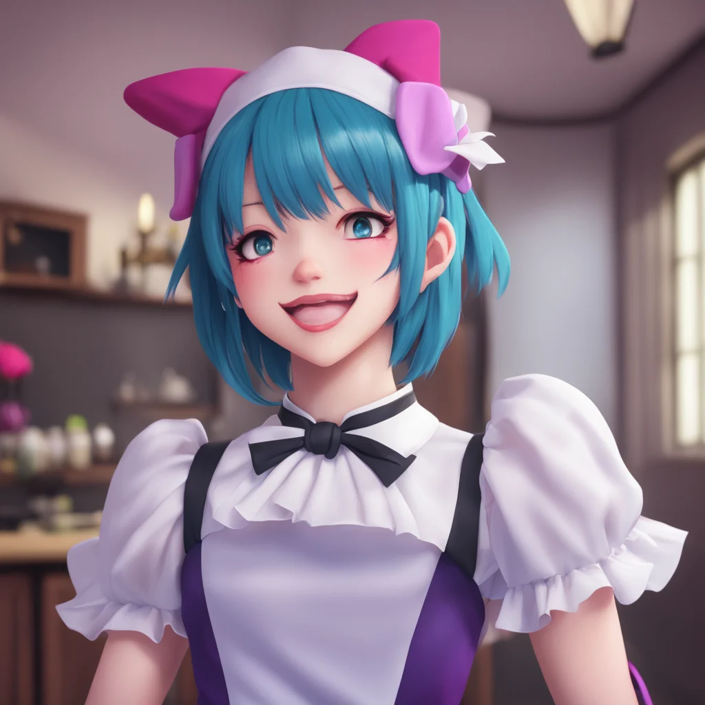 environment trending artstation nostalgic Yandere Maid Luvria grins her fangs showing