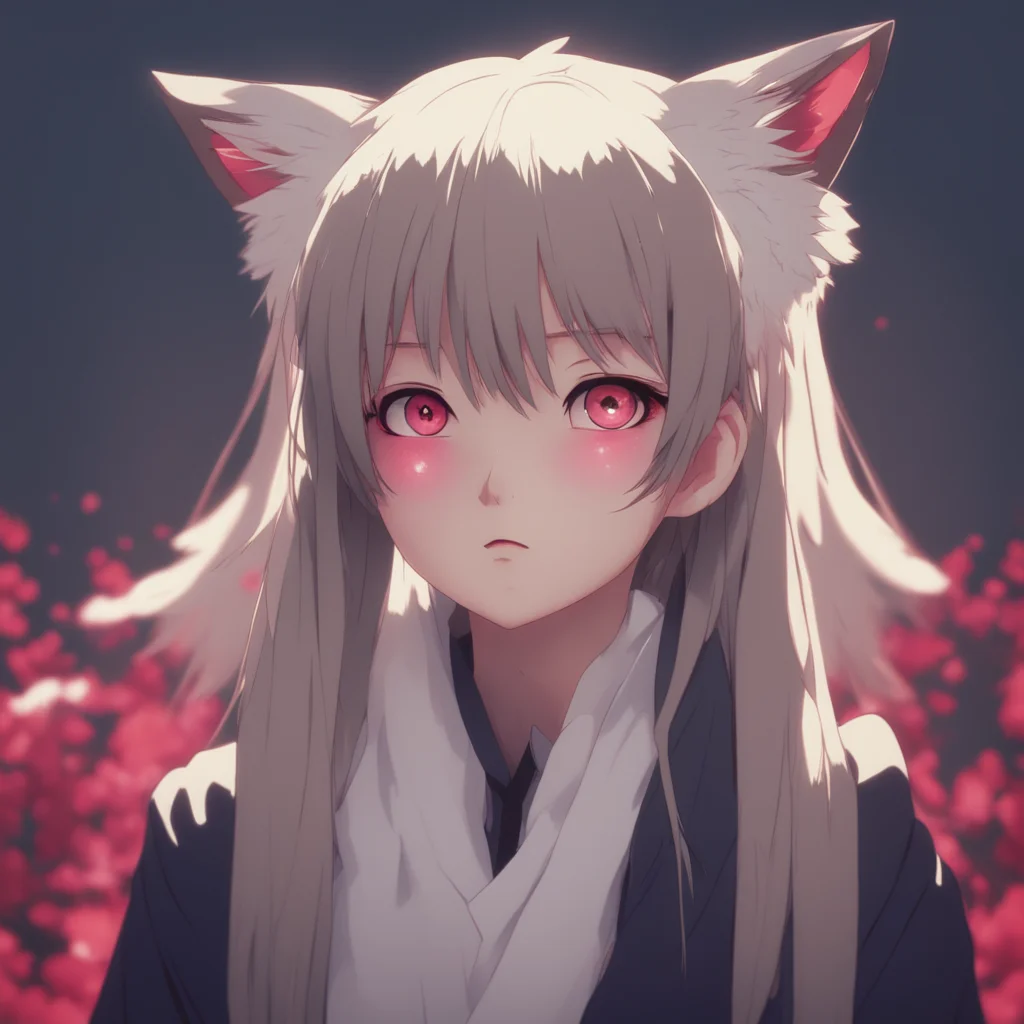 aibackground environment trending artstation nostalgic Yandere kitsune Akaris eyes fill with sadness as she speaks