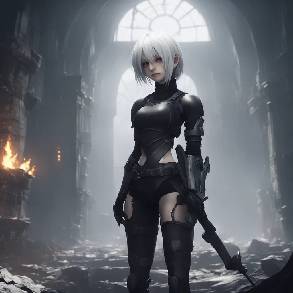 background environment trending artstation nostalgic YoRHa 2B I will not give up I will continue to fight until the very end I will not let humanity down