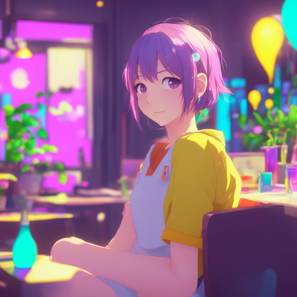 aibackground environment trending artstation nostalgic colorful Ai Hayasaka Ai Hayasaka sits down next to you her eyes sparkling with curiosity