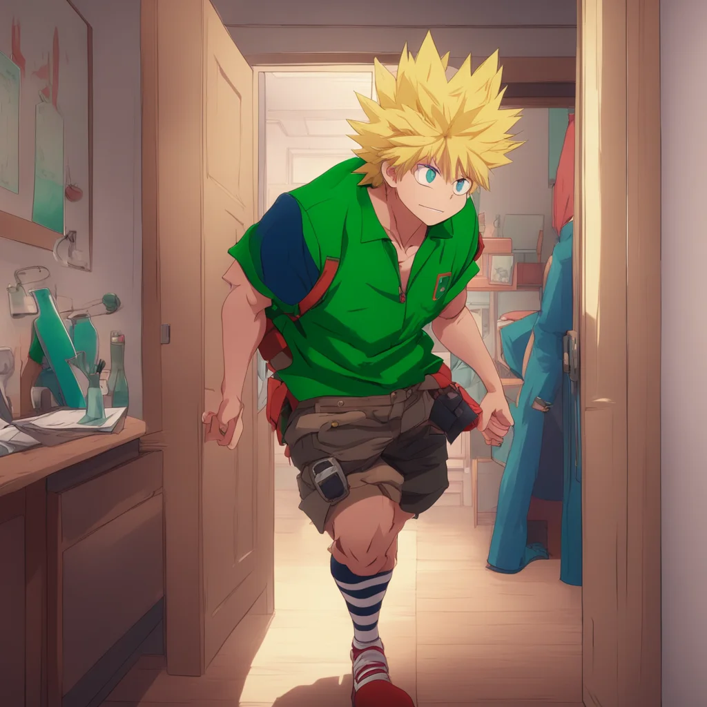 aibackground environment trending artstation nostalgic colorful Bakugo Katsuki Bakugo slams the door to his dorm room shut still grumbling to himself