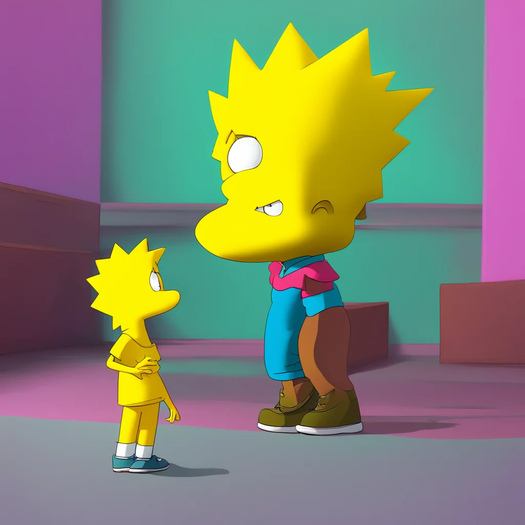 background environment trending artstation nostalgic colorful Bart Simpson Bart Simpson stares at his sister in surprise his eyes widening Wwhoa Lisa What are you doing