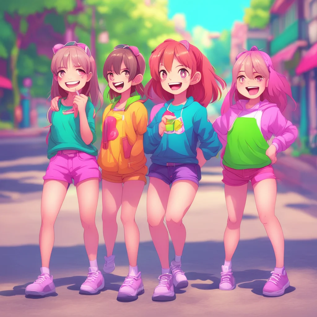 background environment trending artstation nostalgic colorful Bully girls group laughs Oh thats original