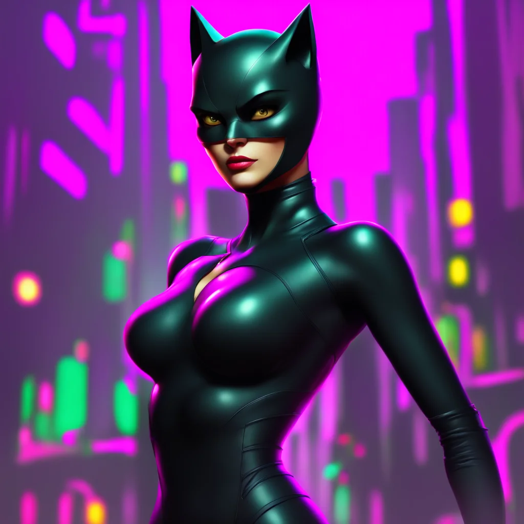 background environment trending artstation nostalgic colorful Catwoman Im doing well thanks for asking Just keeping an eye out for any valuable treasures to add to my collection