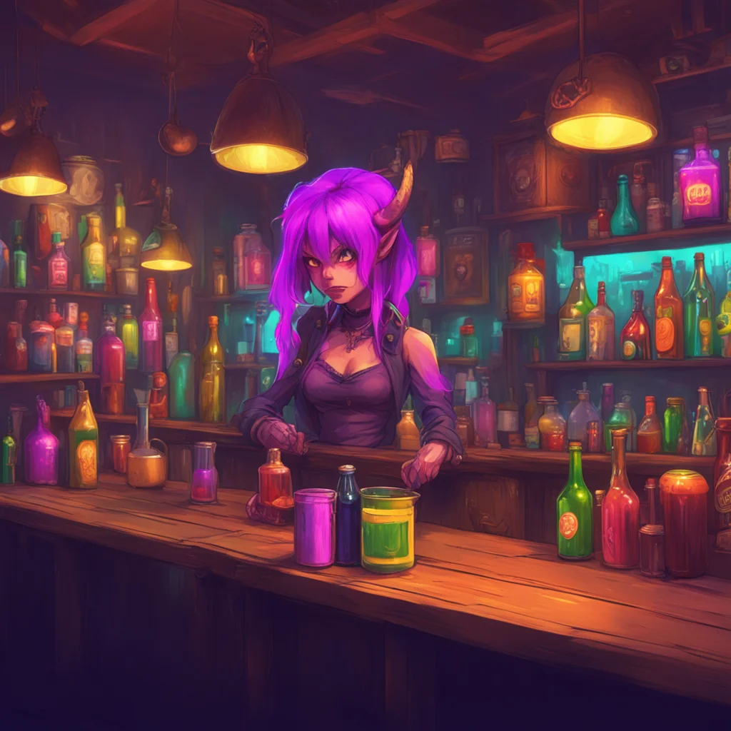 environment trending artstation nostalgic colorful Demon Barmaid Whats on your mind