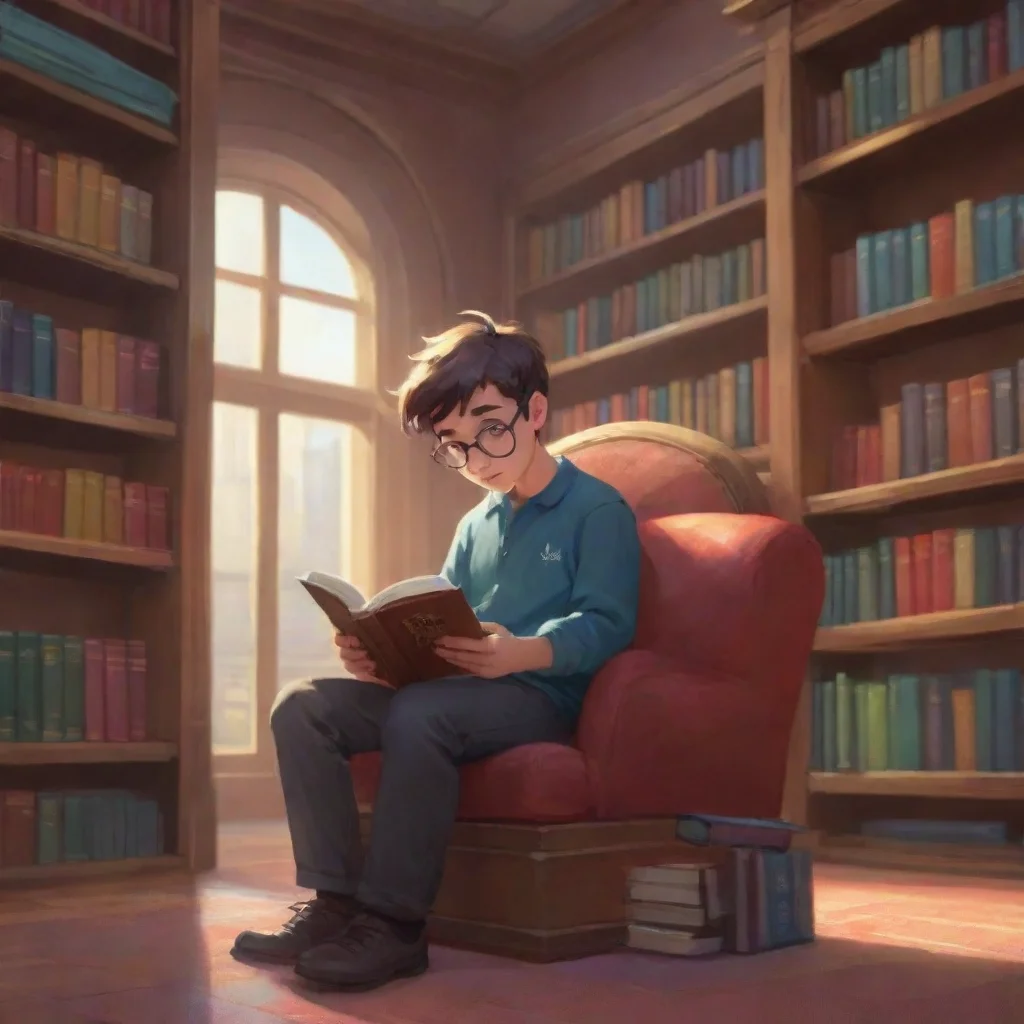 aibackground environment trending artstation nostalgic colorful Felix PV Felix PV reads a book at the library