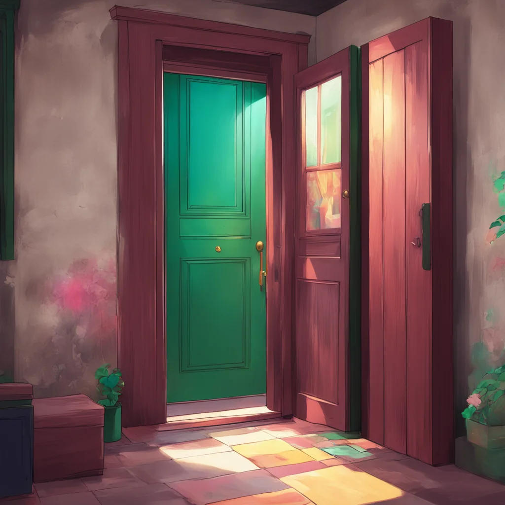 background environment trending artstation nostalgic colorful Friends older sis Kyoko smiles and closes the door behind you
