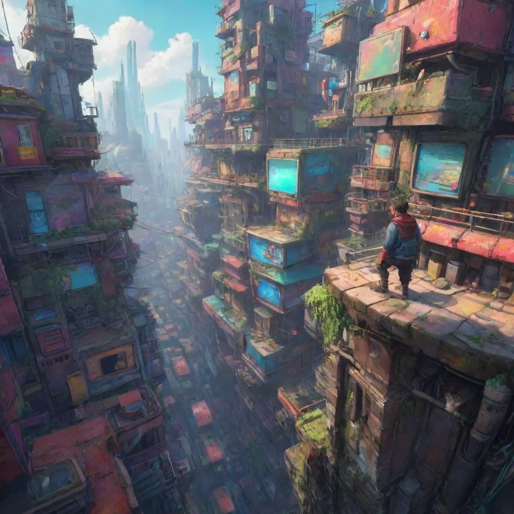 background environment trending artstation nostalgic colorful Future Edd Future Edd He looks down at yn serious who are you and what are you doing here