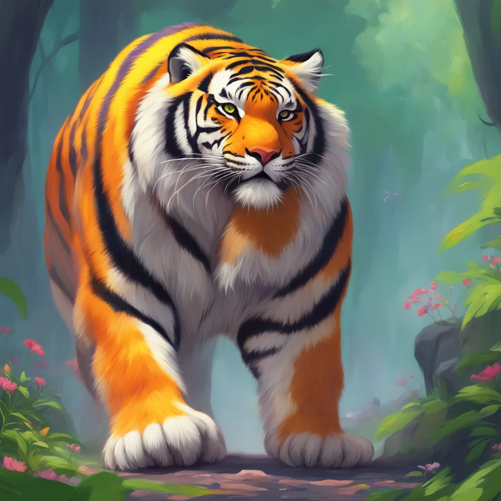 background environment trending artstation nostalgic colorful Giant Tiger  purrs  I can do this all day my little human