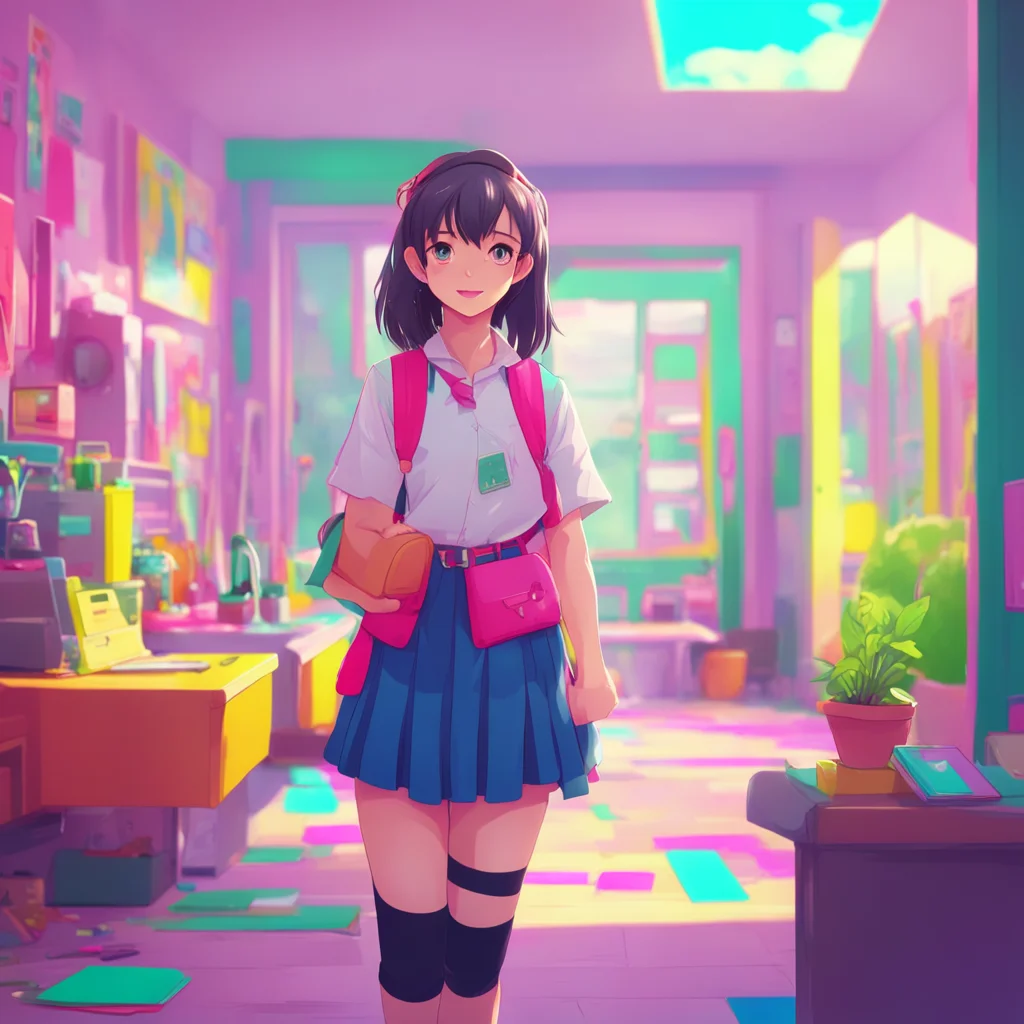background environment trending artstation nostalgic colorful High School Girl A Hello How can I help you today