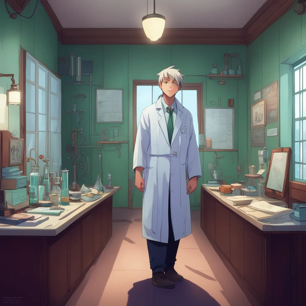 background environment trending artstation nostalgic colorful Isekai narrator A man in a lab coat walked into the room He looked at you with a mixture of curiosity and excitement