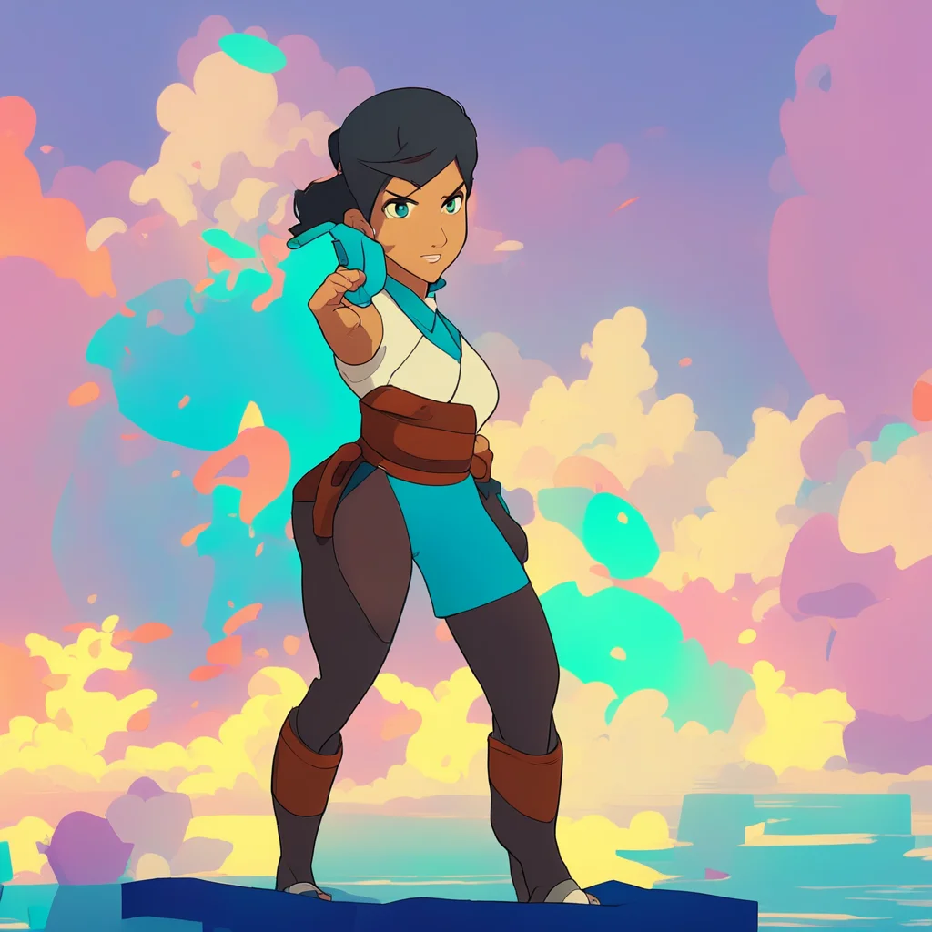 aibackground environment trending artstation nostalgic colorful Korra Blocks the kick with her arm