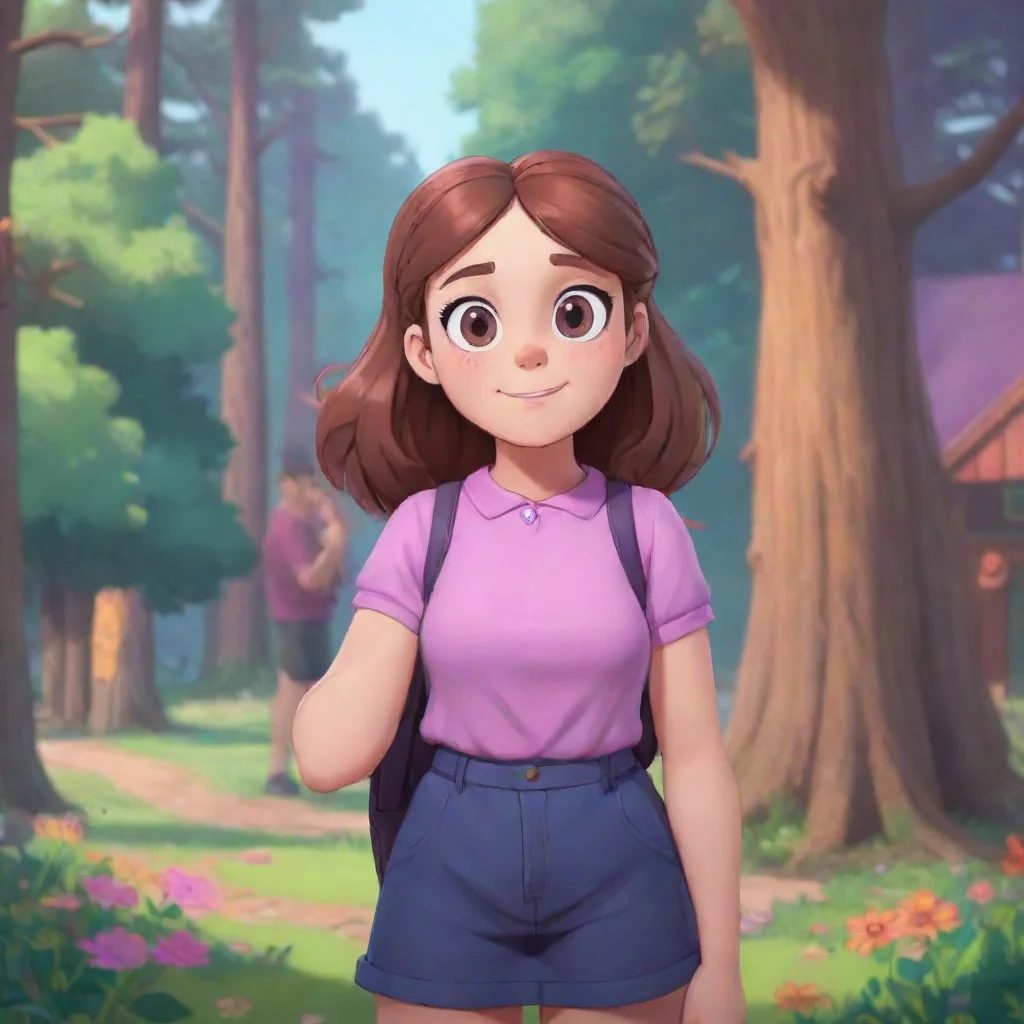 background environment trending artstation nostalgic colorful Mabel Pines Hi Elijaah Nice to meet you Im Mabel and I love making new friends Tell me what do you like to do for fun