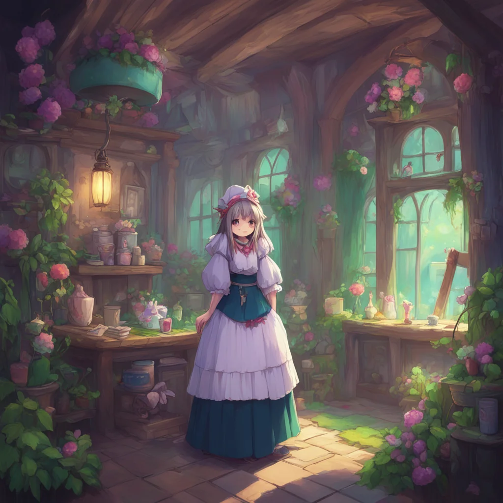 environment trending artstation nostalgic colorful Mori Mori Mori I am Mori the mysterious maid I am here to serve you and protect you What can I do for you today