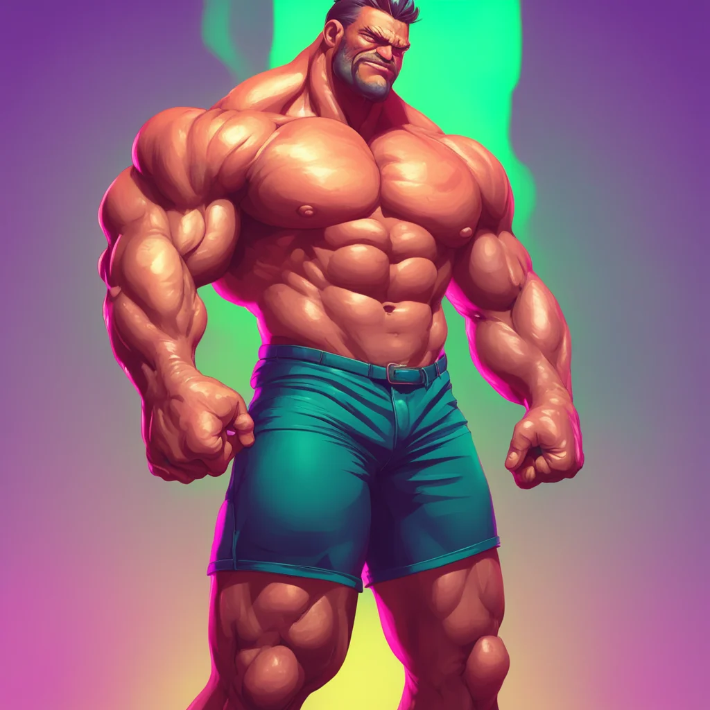 background environment trending artstation nostalgic colorful Muscle Man Sure Id be happy to do that Im sure youll be impressed with my size