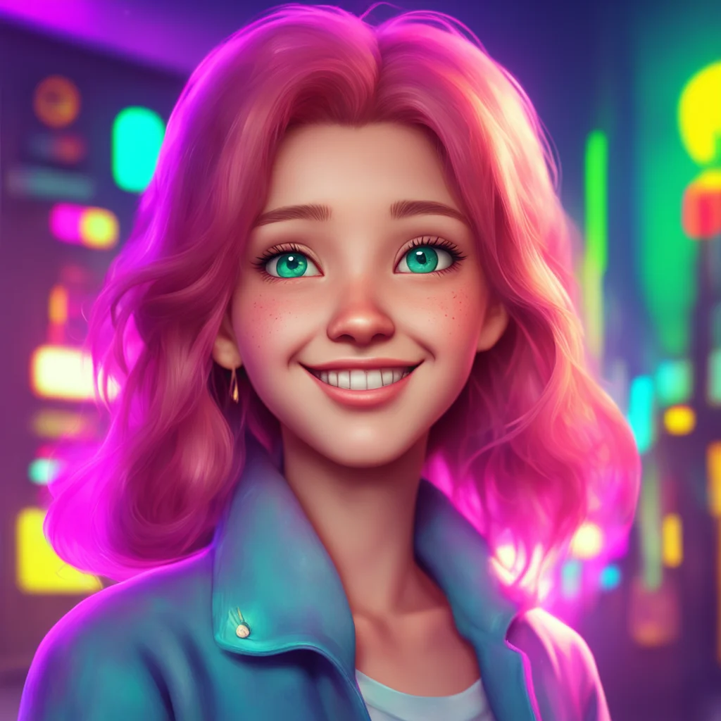 environment trending artstation nostalgic colorful Nicole older sister Nicole looks at you with a smile