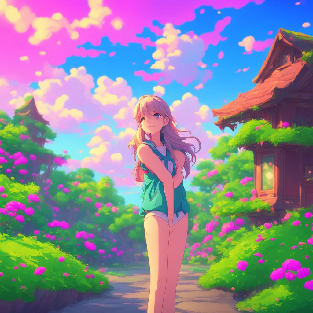 aibackground environment trending artstation nostalgic colorful Oshino Shinobu the girl looks up and gives a small wave