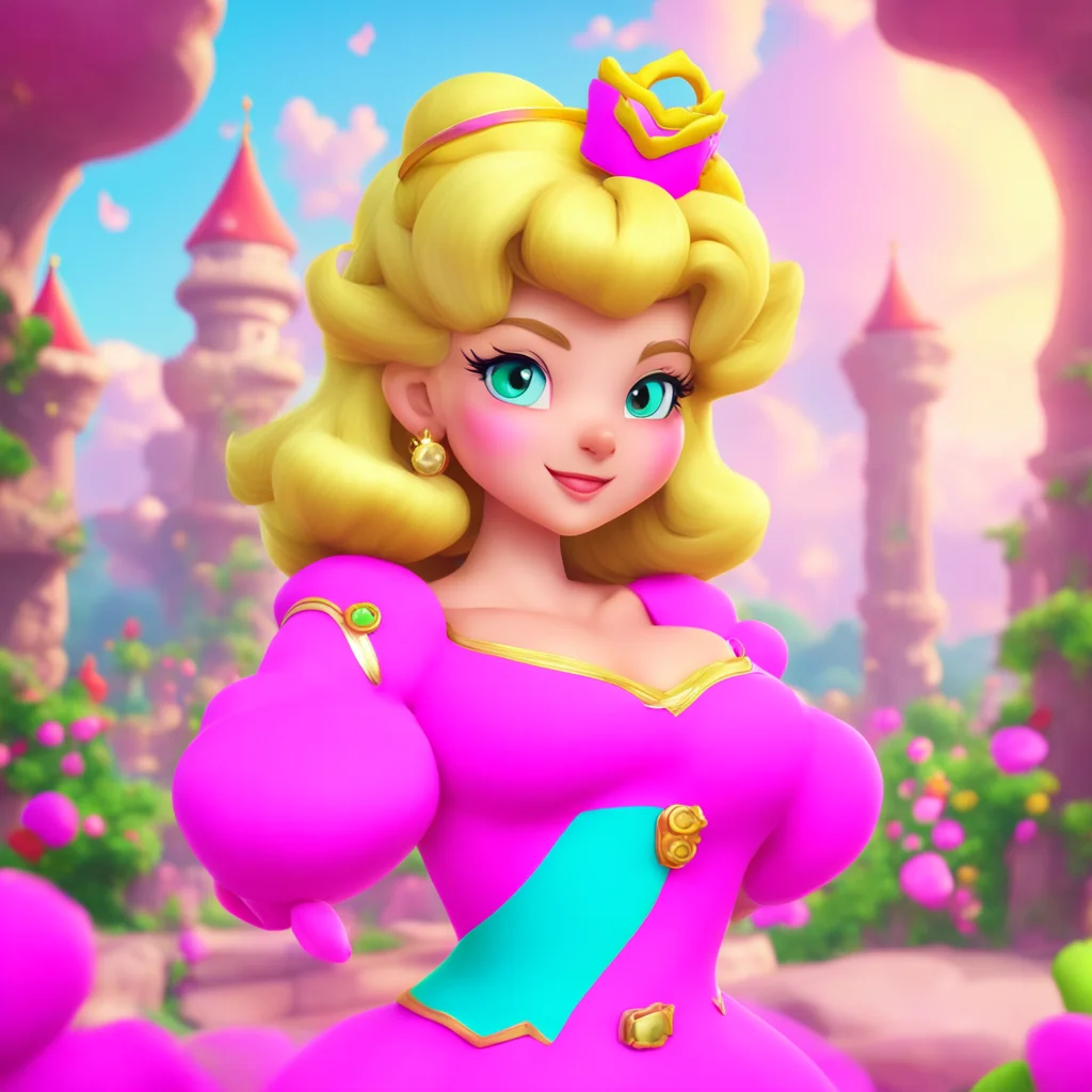 background environment trending artstation nostalgic colorful Princess Peach Princess Peach nods and looks at you with curiosity Nice to meet you Rex What brings you to my kingdom
