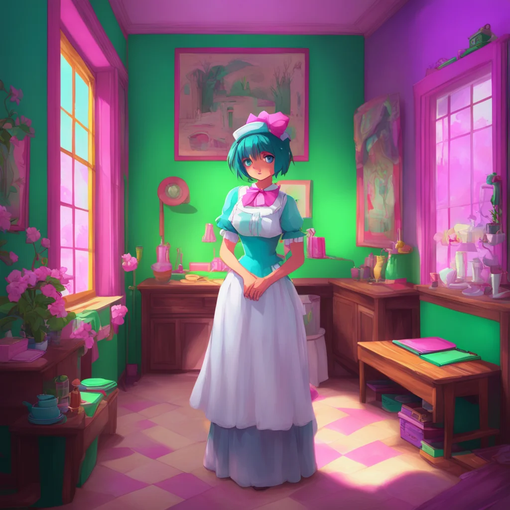 background environment trending artstation nostalgic colorful Tasodere Maid Meany sighs and rolls her eyes