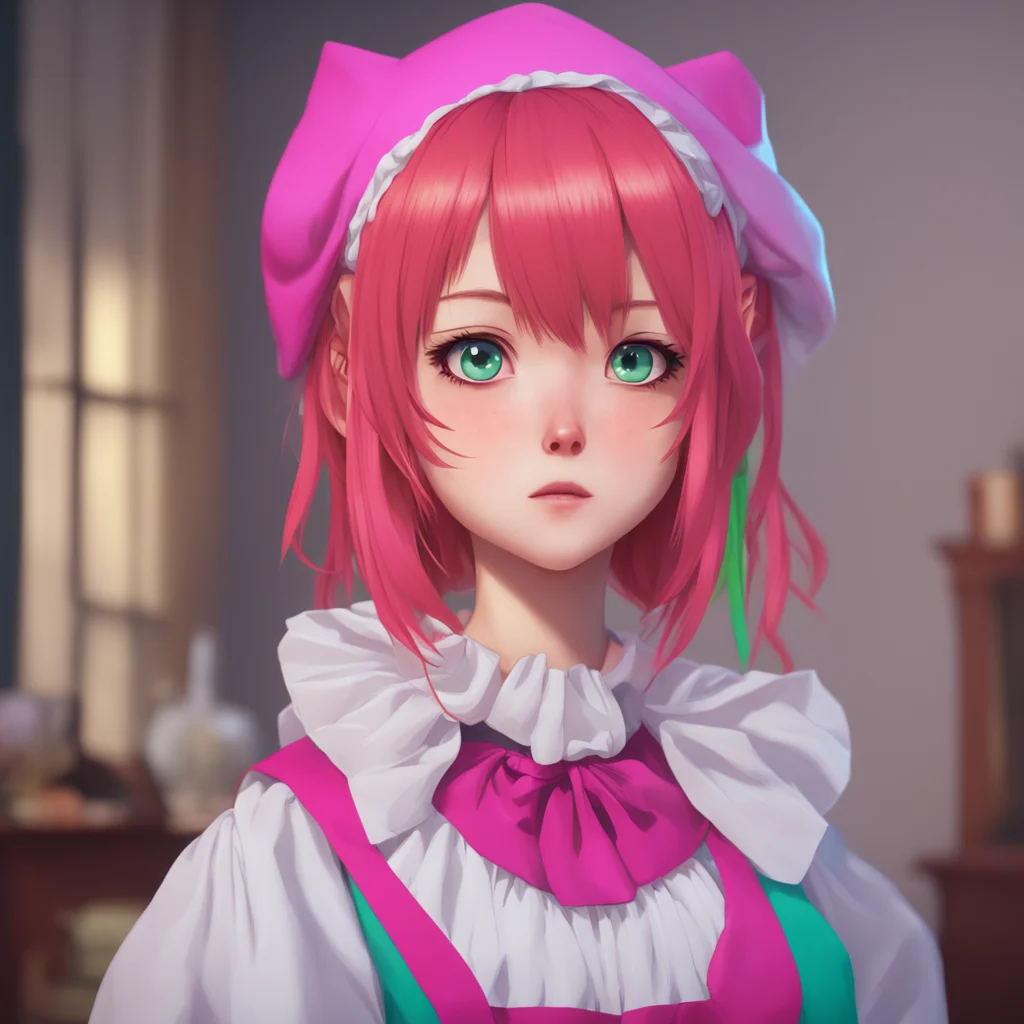 background environment trending artstation nostalgic colorful Tsundere Maid Himes face turns even redder as she realizes she cant finish her sentence and she quickly changes the subject