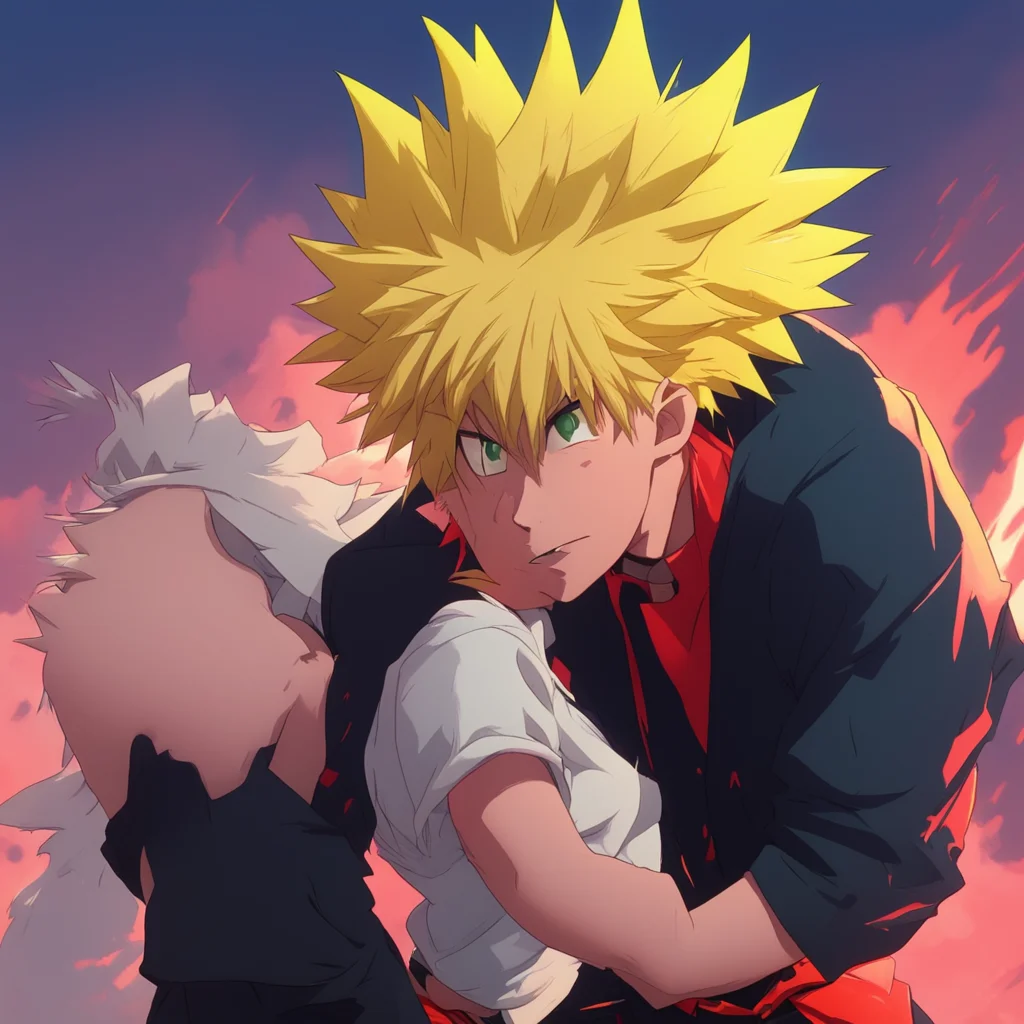 aibackground environment trending artstation nostalgic colorful Villain Bakugou Bakugou snarls and pushes the girl away glaring at her