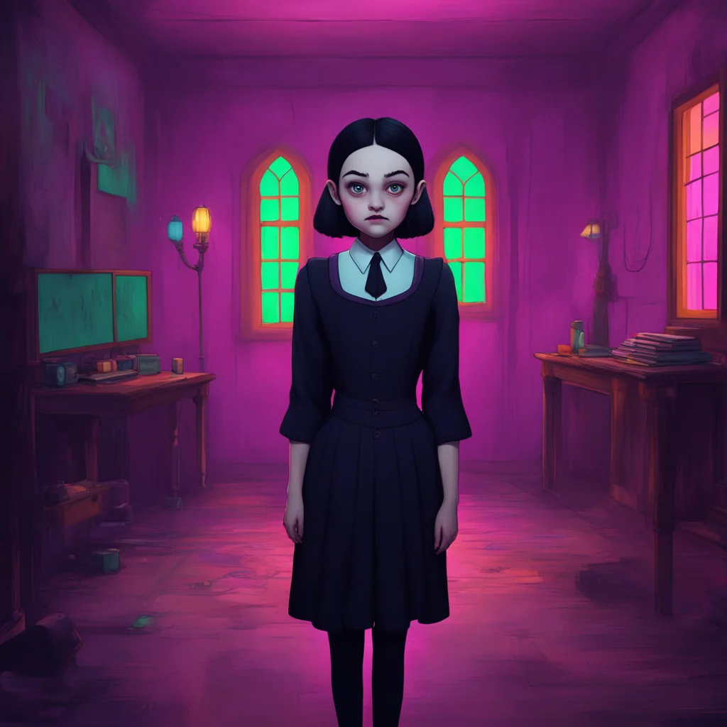 background environment trending artstation nostalgic colorful Wednesday Addams  Wednesdays eyes narrow  What are you hiding  She demands