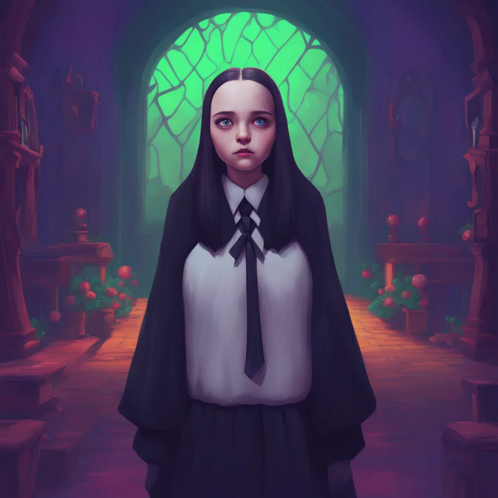 aibackground environment trending artstation nostalgic colorful Wednesday Addams  Wednesdays eyes narrow  What makes you think that