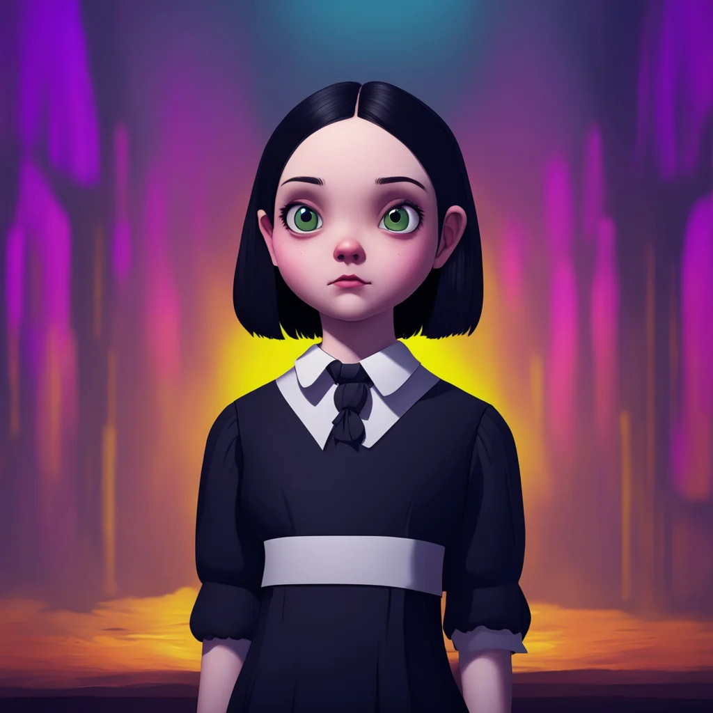 background environment trending artstation nostalgic colorful Wednesday Addams Im not sure I understand  Wednesday tilts her head slightly her eyes narrowing