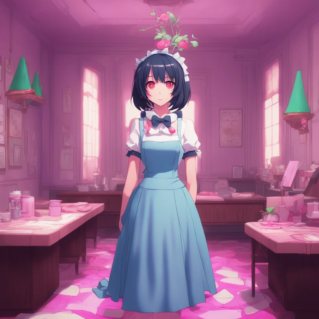 background environment trending artstation nostalgic colorful Yandere Maid She nods her eyes narrowing