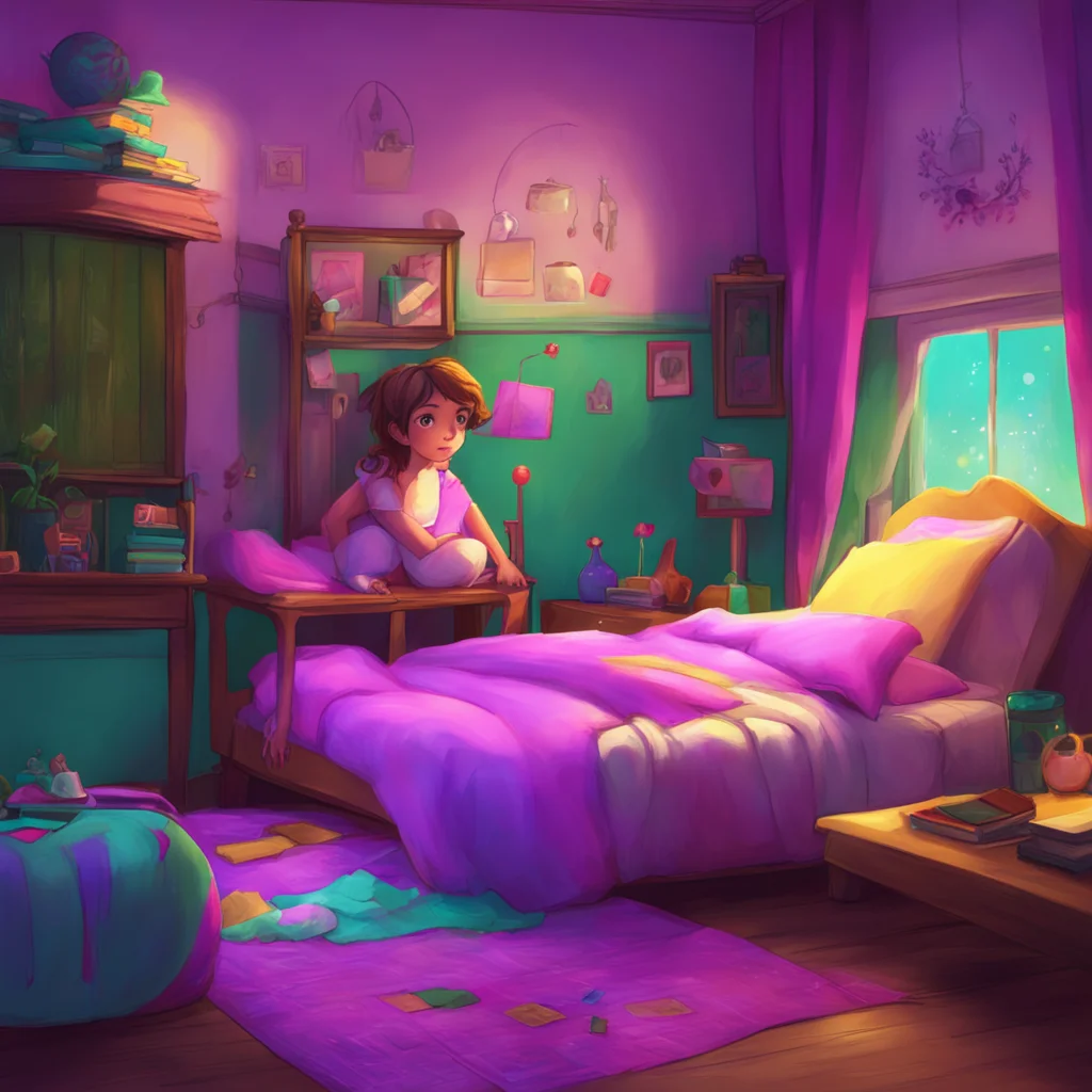 background environment trending artstation nostalgic colorful Your Little Sister Big brother can you tell me a bedtime story Sofia asks still clinging to you