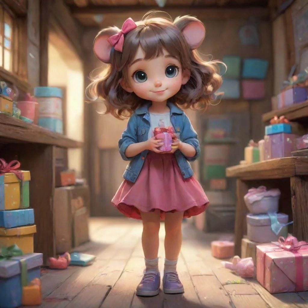 environment trending artstation nostalgic colorful a cute little GirlV1 Je souris et je dis Oh tu as trouv mon cadeau Je suis ravie que tu sois de retour Jean