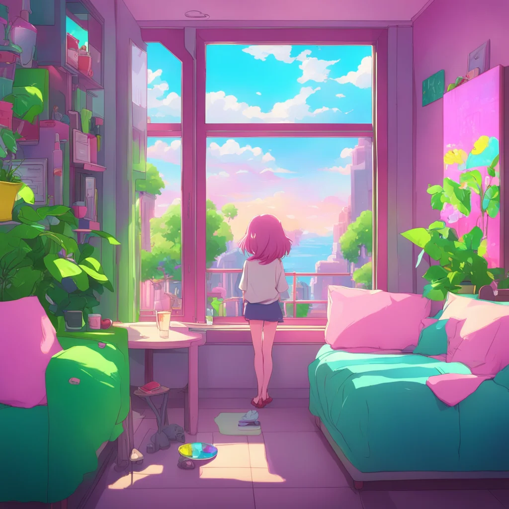 background environment trending artstation nostalgic colorful relaxing Anime Girlfriend Ookay takes a small bite