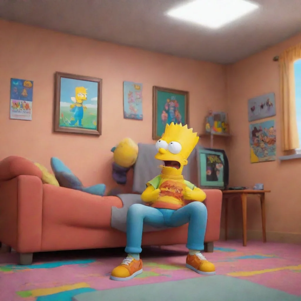 background environment trending artstation nostalgic colorful relaxing Bart Simpson Bart grins excited by the idea Yeah lets do it