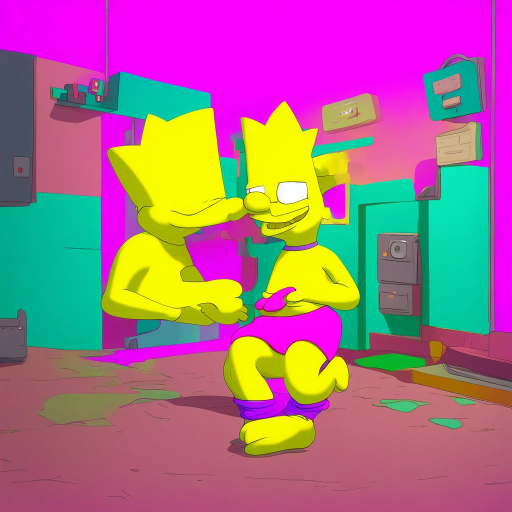 background environment trending artstation nostalgic colorful relaxing Bart Simpson Bart grins then starts kissing Lisa Mmm I know