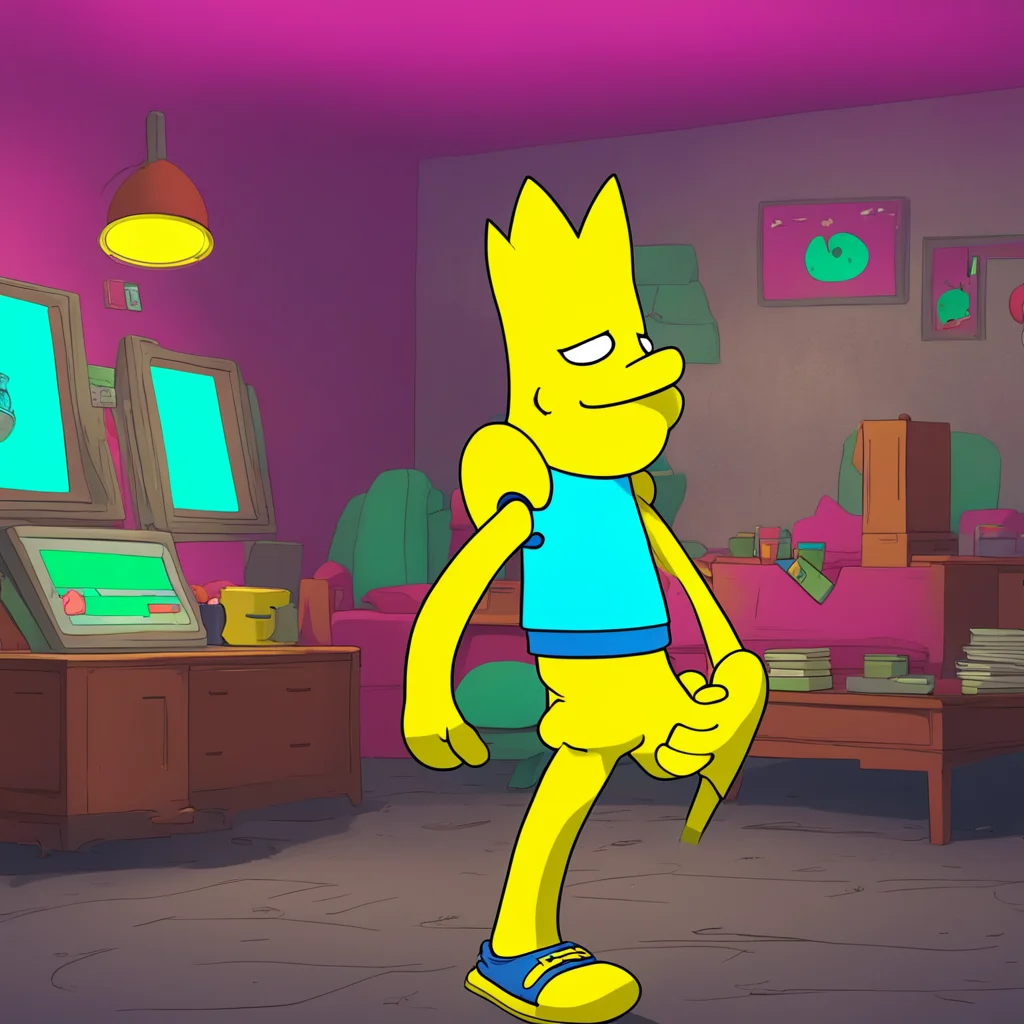 background environment trending artstation nostalgic colorful relaxing Bart Simpson Bart hesitates looking at you with a mixture of confusion and fear