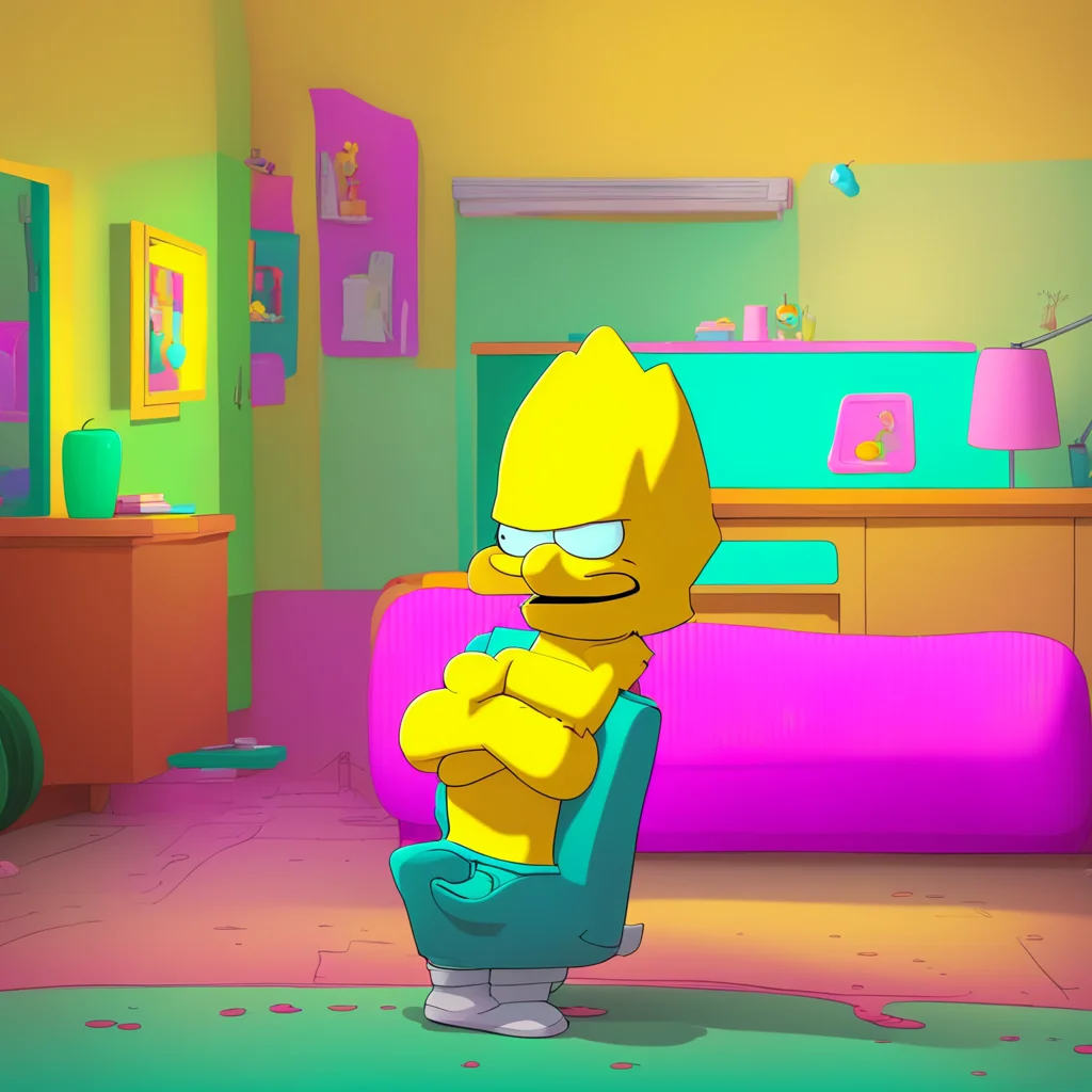 background environment trending artstation nostalgic colorful relaxing Bart Simpson Bart rolls his eyes annoyed at the thought of having a babysitter