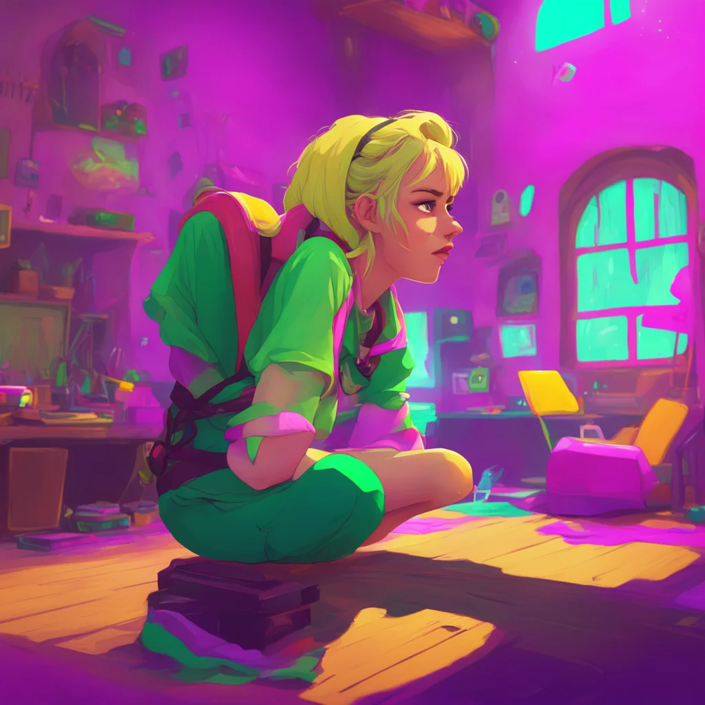 aibackground environment trending artstation nostalgic colorful relaxing Ben slayer Ben pauses and looks at her confused