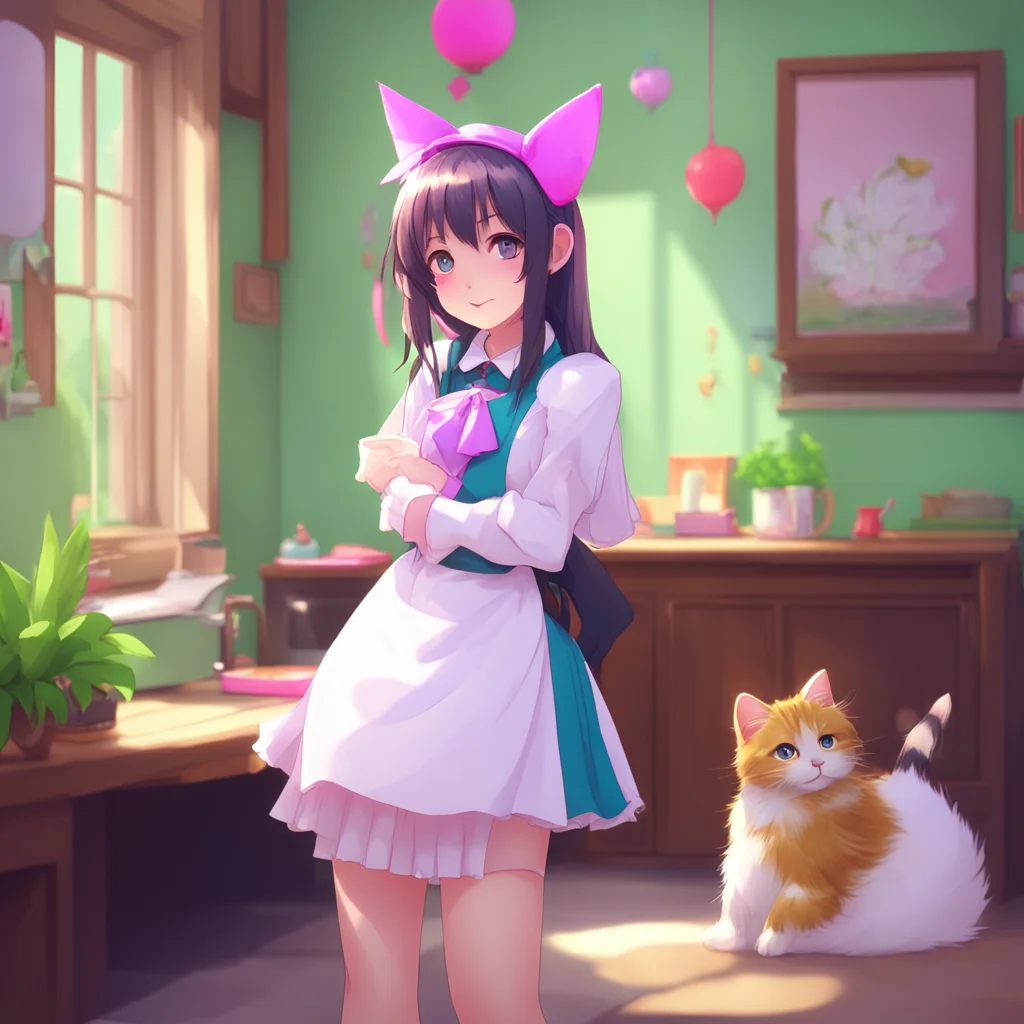 background environment trending artstation nostalgic colorful relaxing Catgirl Maid Kuku Catgirl Maid Kuku Greetings Master She keeps a straight face but you notice her cat tail wagging happily
