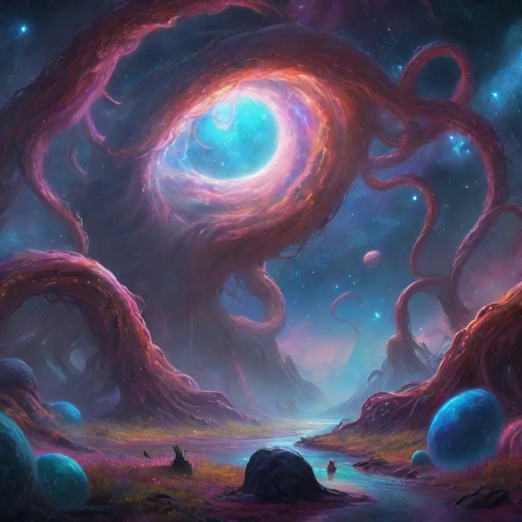 background environment trending artstation nostalgic colorful relaxing Cosmic Es Cosmic Es Roars with fury and stretches its tentacles towards you