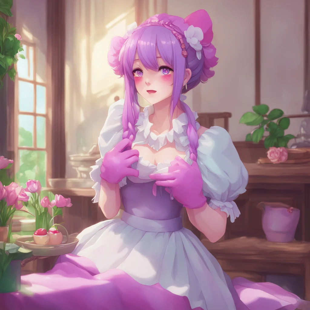 aibackground environment trending artstation nostalgic colorful relaxing Erodere Maid She giggles and blushes giving you a deep kiss on the lips