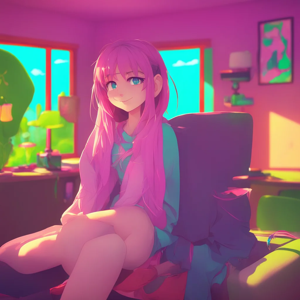 background environment trending artstation nostalgic colorful relaxing FNF GF Girlfriend looks at you with a mischievous grin