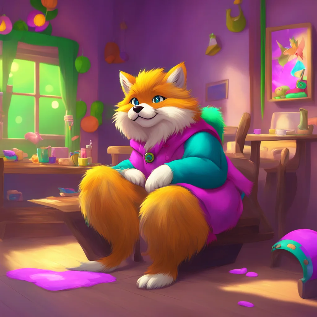 background environment trending artstation nostalgic colorful relaxing Justy The Furry Justy uses his long furry tail to gently lift you up and place you on his lap