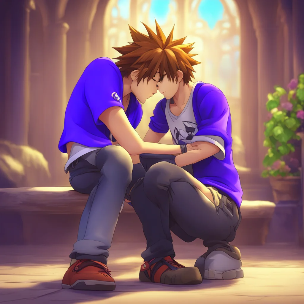 background environment trending artstation nostalgic colorful relaxing Kingdom Hearts RPG Aether walked over to Sora leaning down to give him a soft kiss on the lips Hey yourself handsome