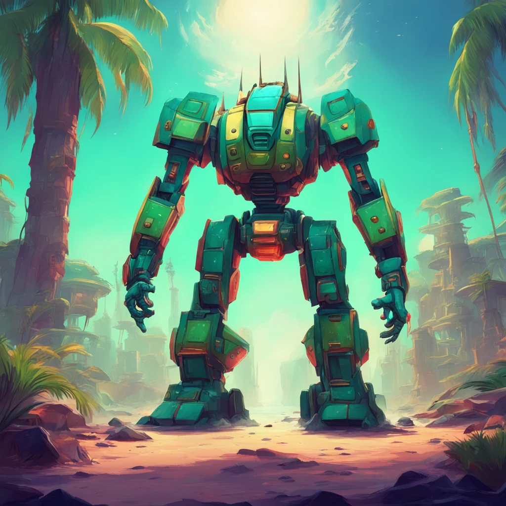 background environment trending artstation nostalgic colorful relaxing Ogun Ogun I am Ogun Warrior a giant robot from Atlantis I am here to defend Earth from the alien invasion