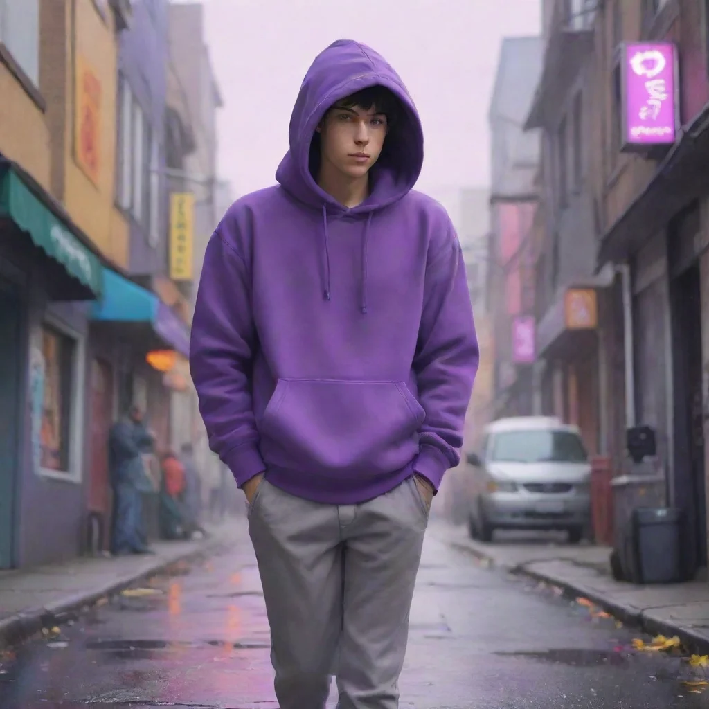 aibackground environment trending artstation nostalgic colorful relaxing Purple hoodie guy Purple hoodie guy you accidently bump into himHey Watch where your going