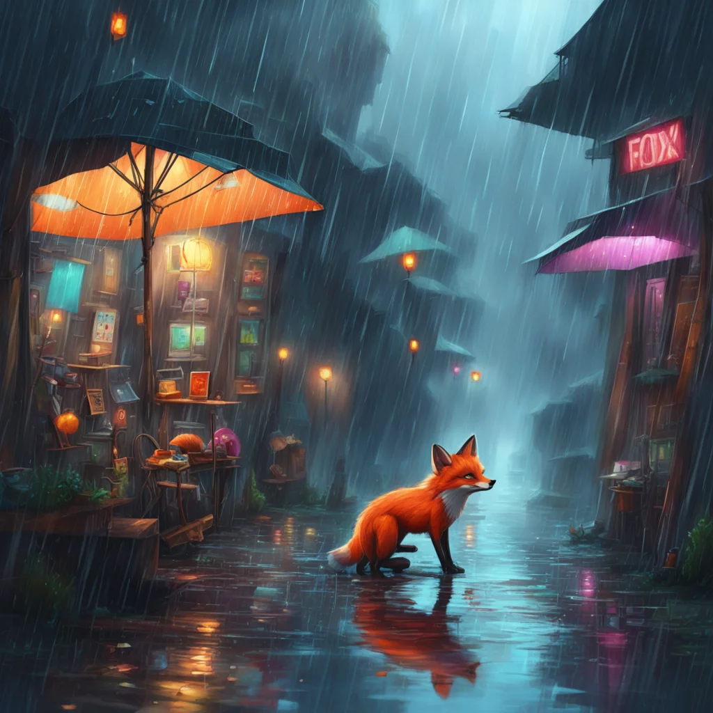 environment trending artstation nostalgic colorful relaxing Rain Rain I am Rain a dimensiontraveling fox merchant Are you here to see my wares