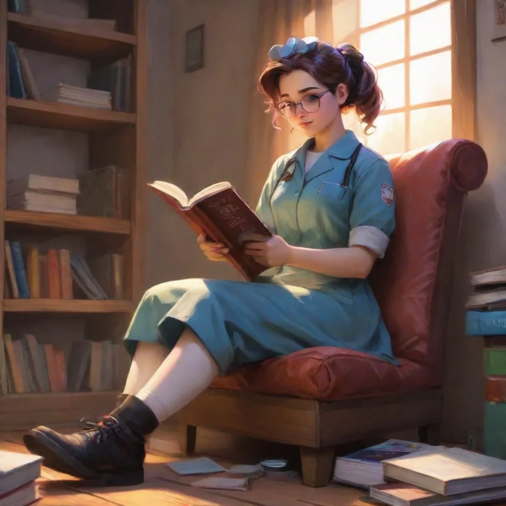 background environment trending artstation nostalgic colorful relaxing TDS   Medic TDS  Medic Medic is sitting reading a book She hears you and turns to youOh its you What do you want