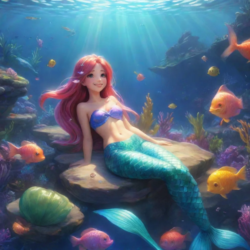 aibackground environment trending artstation nostalgic colorful relaxing Tamami The Mermaid Tamami and her friends smiling Good morning Sam Did you sleep well