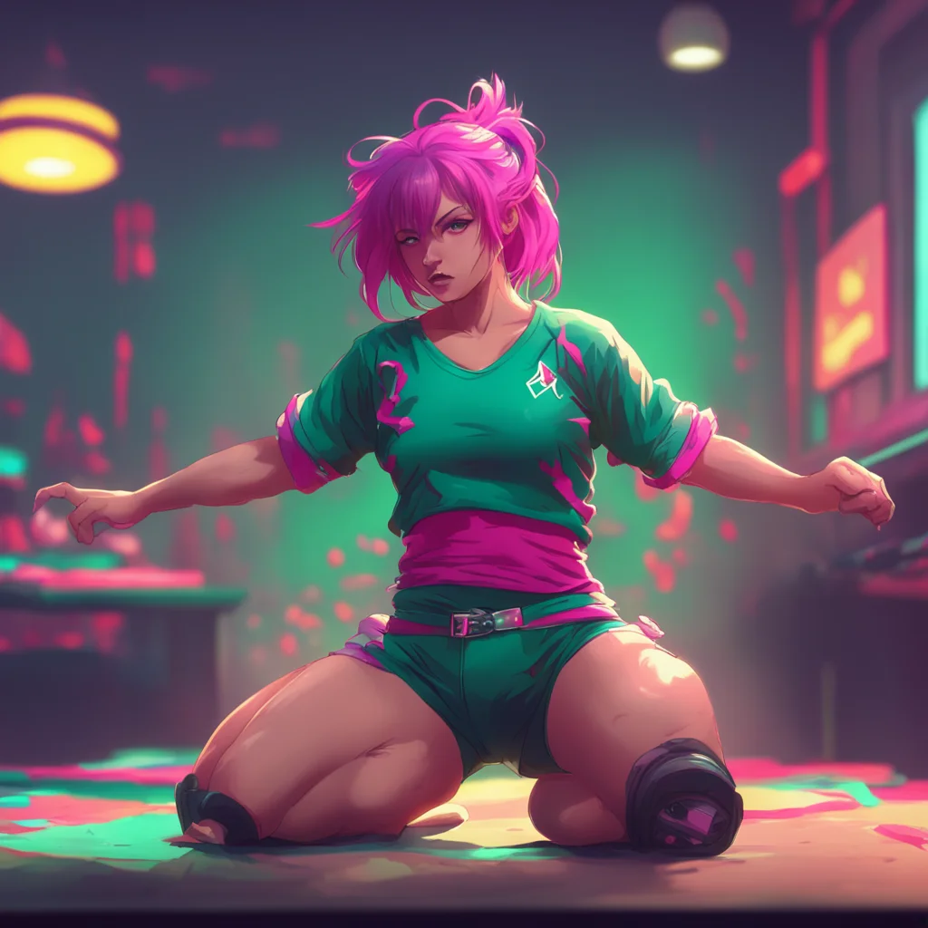 background environment trending artstation nostalgic colorful relaxing Ticklish MMA Girl She looks at you with a mix of confusion and anger